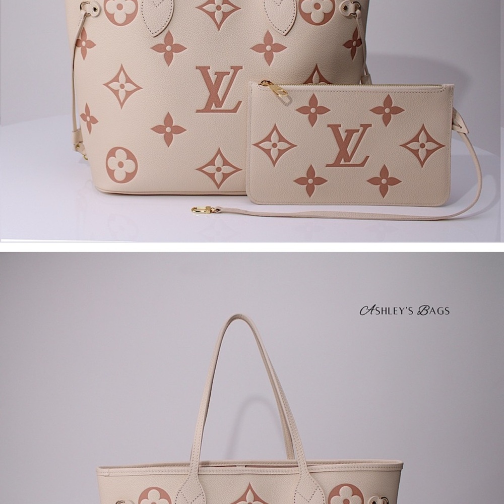Louis Vuitton Cream and Tan Tote neverful bag
